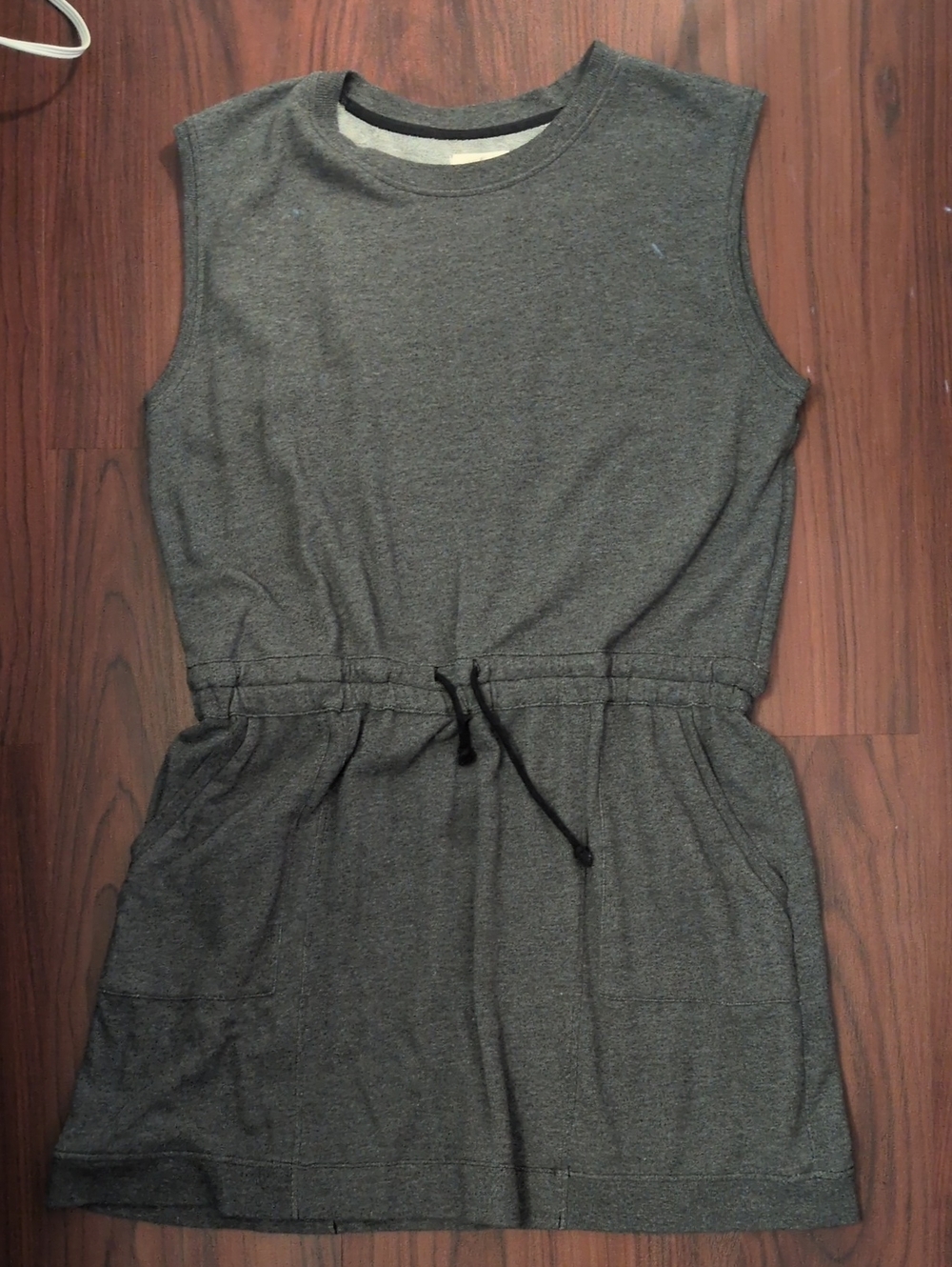 Grey State Sleeveless Drawstring Waist Dress in Heather Gray